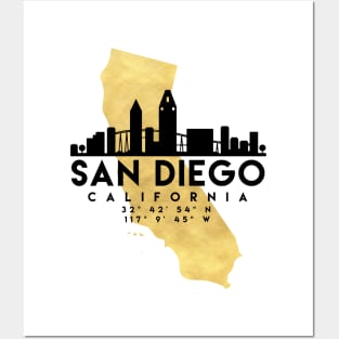 San Diego California Skyline Map Art Posters and Art